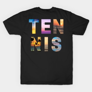 Photographic Tropical Sunset Tennis T-Shirt